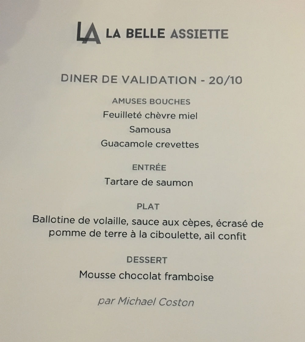 menu la belle assiette