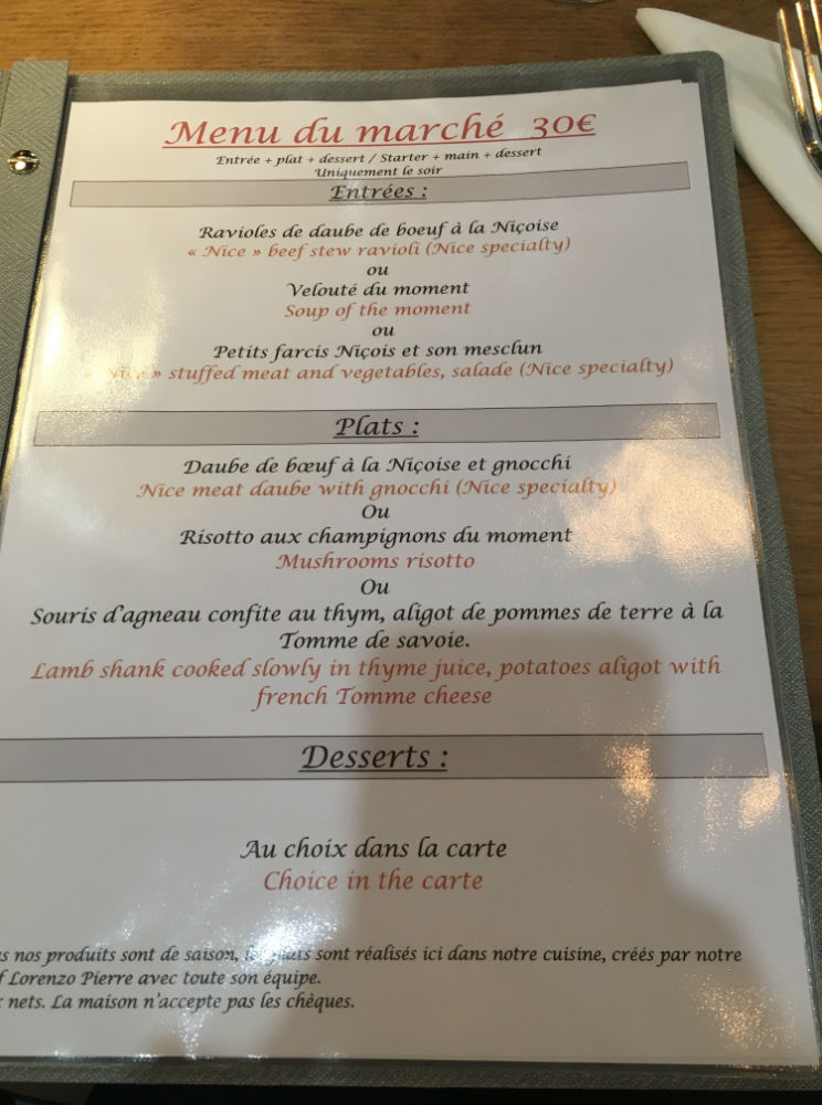 menu restaurant tire bouchon nice