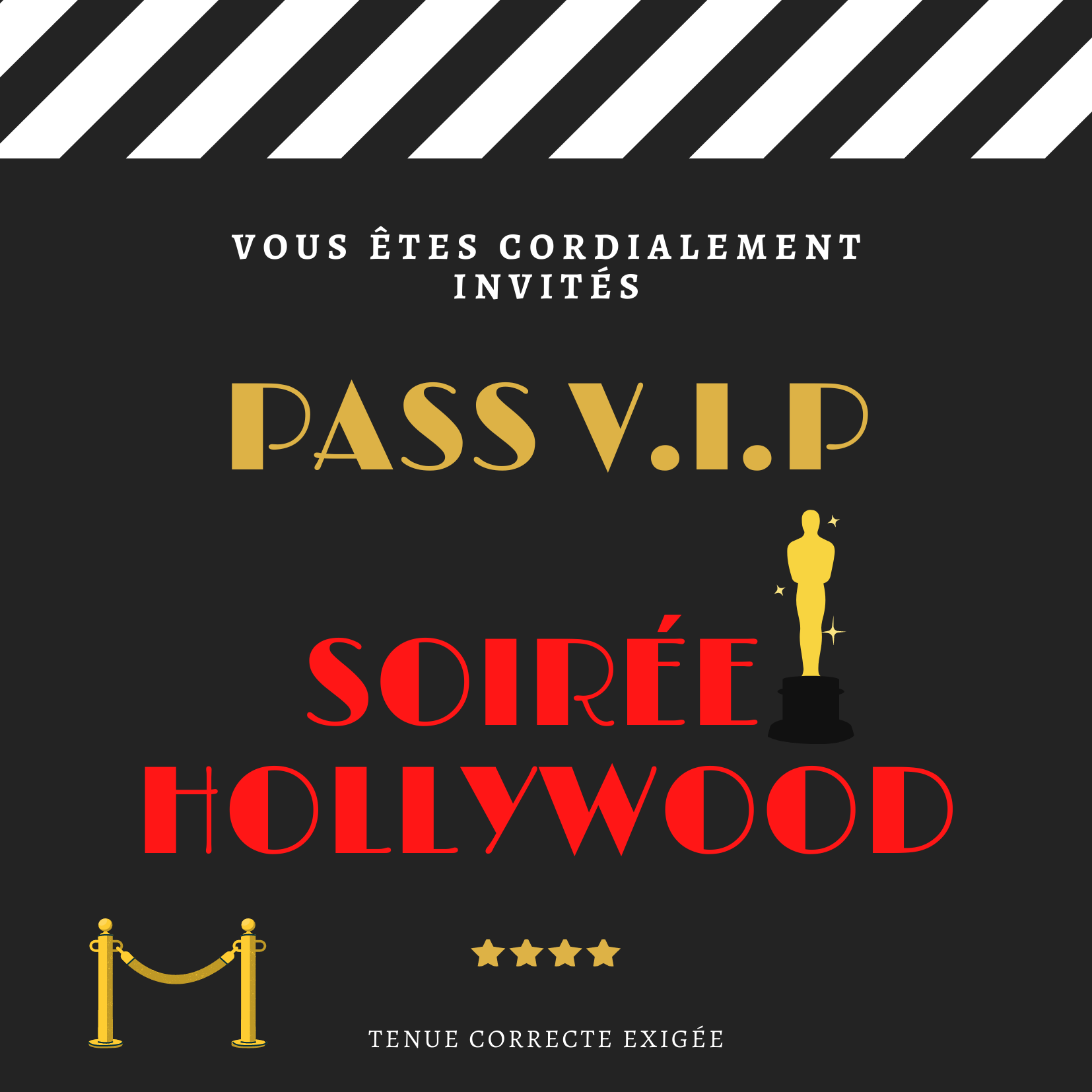 soiree theme hollywood invitation