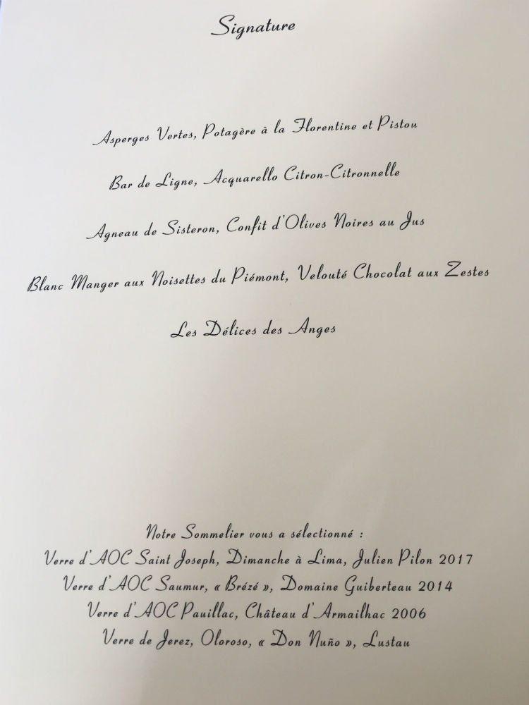 menu villa archange