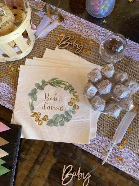 serviette baby shower boheme