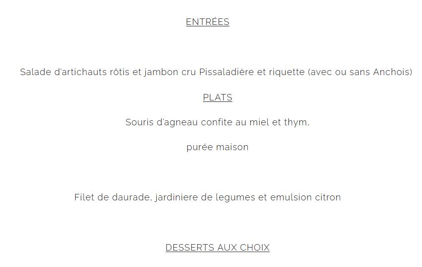 menu le maquis nice