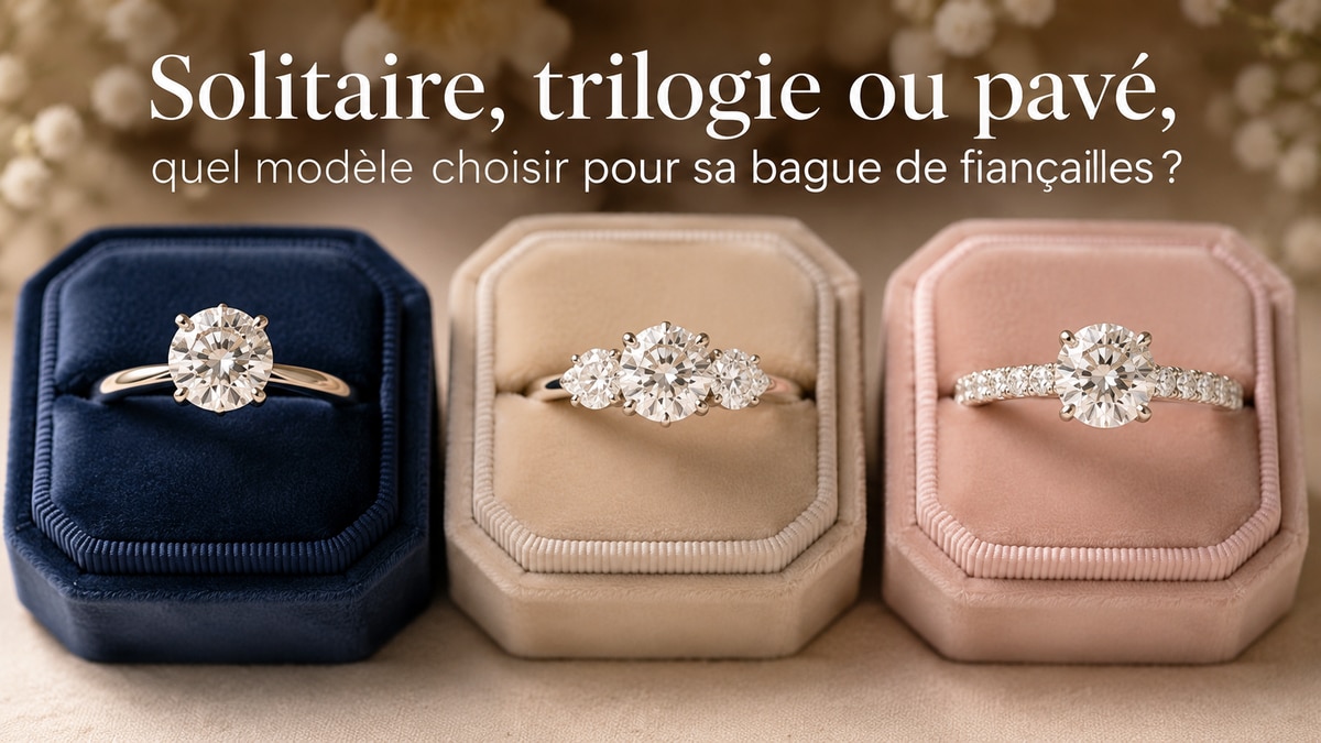 solitaire trilogie pave bague fiancaille